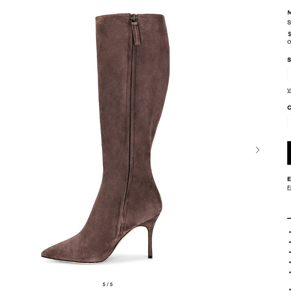 NWT Manolo Blahnik Oculara 90 High Heel Stiletto Boot Dark Brown Suede sz 38 / 8